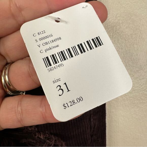 NEW Free People Night Fever Cord Flare Jeans Womens 31 Distressed High Rise - Picture 6 of 11